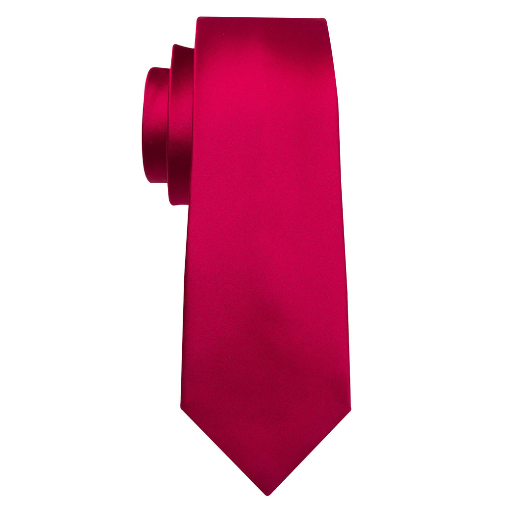 Red Satin Solid Tie, Pocket Square and Cufflinks Set tie sets    - Sophisticated Gentlemen