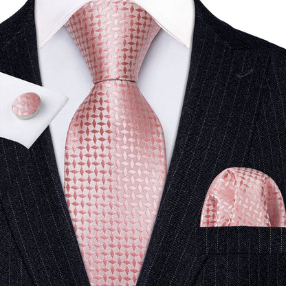 Novelty Pink Floral Tie, Pocket Square and Cufflinks Set tie sets    - Sophisticated Gentlemen