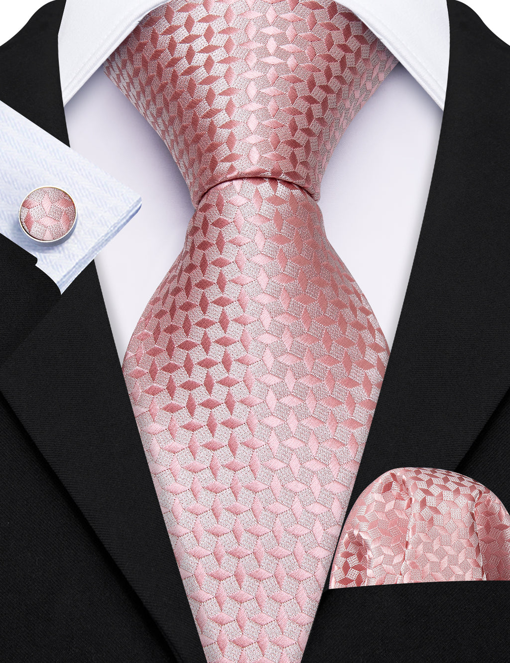 Novelty Pink Floral Tie, Pocket Square and Cufflinks Set tie sets    - Sophisticated Gentlemen