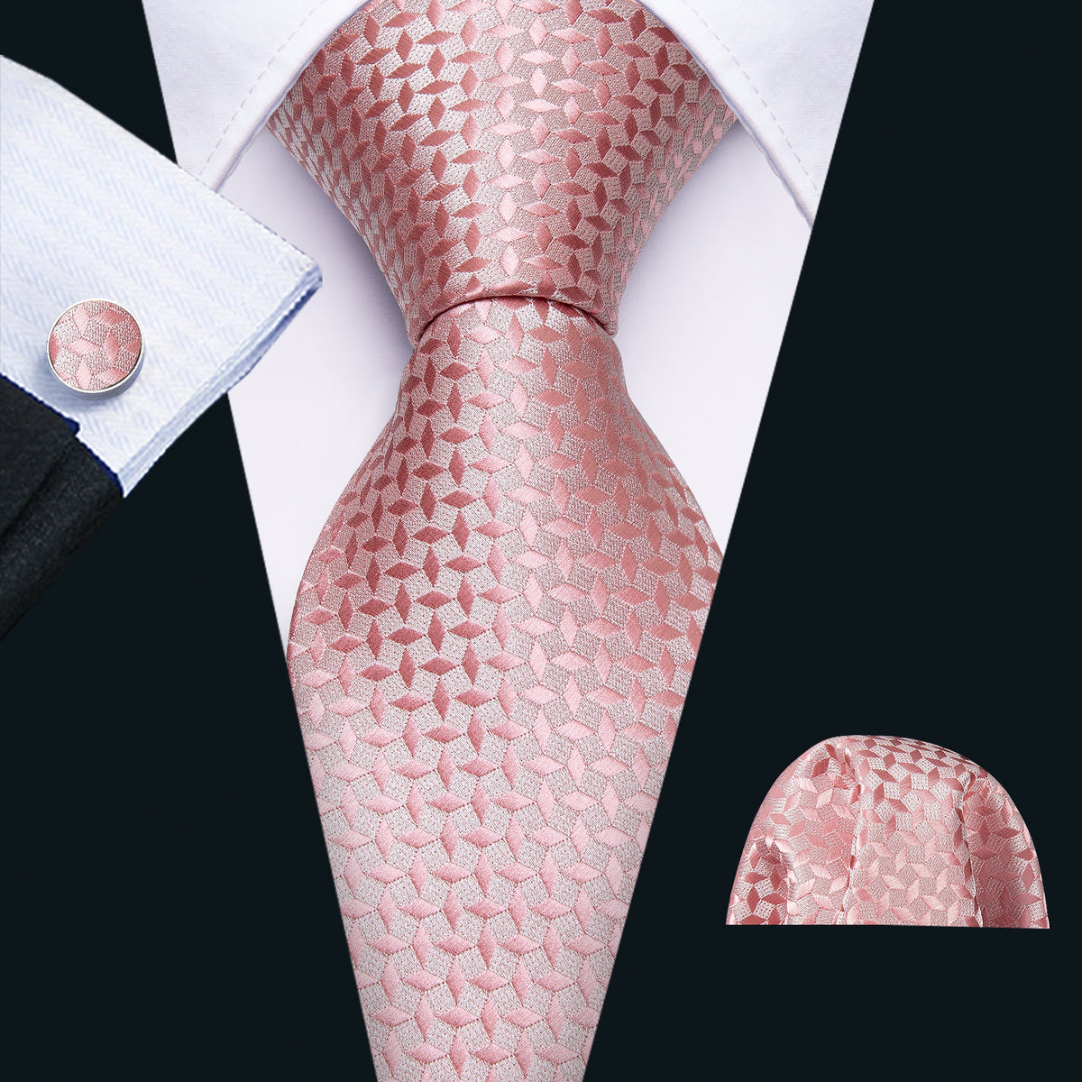 Novelty Pink Floral Tie, Pocket Square and Cufflinks Set tie sets    - Sophisticated Gentlemen
