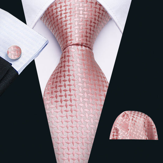 Novelty Pink Floral Tie, Pocket Square and Cufflinks Set tie sets    - Sophisticated Gentlemen
