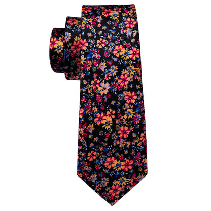 Colorful Novelty Flower Silk Tie, Pocket Square and Cufflinks Set tie sets    - Sophisticated Gentlemen