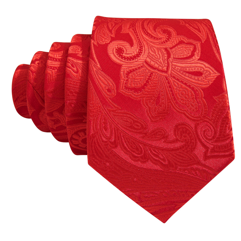 Red Paisley Silk Tie, Pocket Square and Cufflinks Set tie sets    - Sophisticated Gentlemen