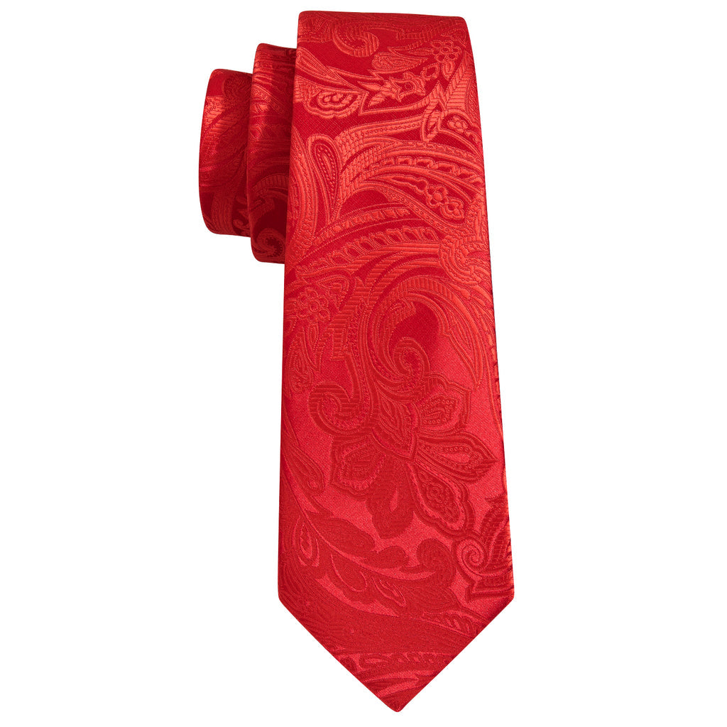 Red Paisley Silk Tie, Pocket Square and Cufflinks Set tie sets    - Sophisticated Gentlemen