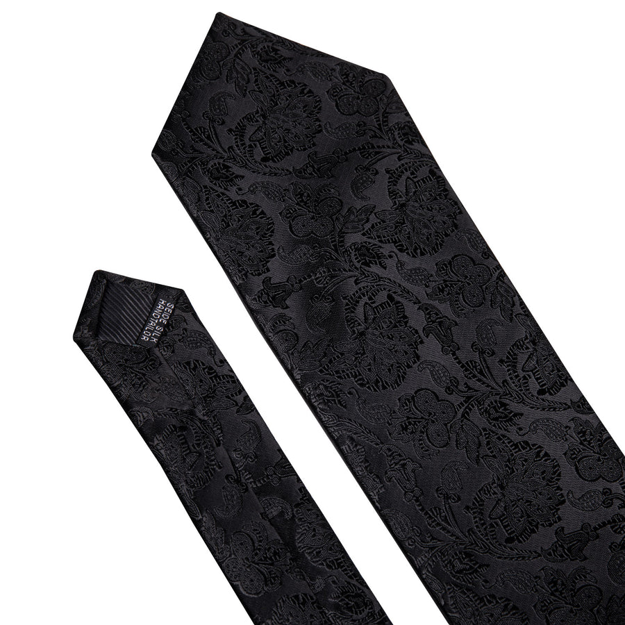 Dark Floral Silk XL Tie, Pocket Square and Cufflinks tie sets    - Sophisticated Gentlemen