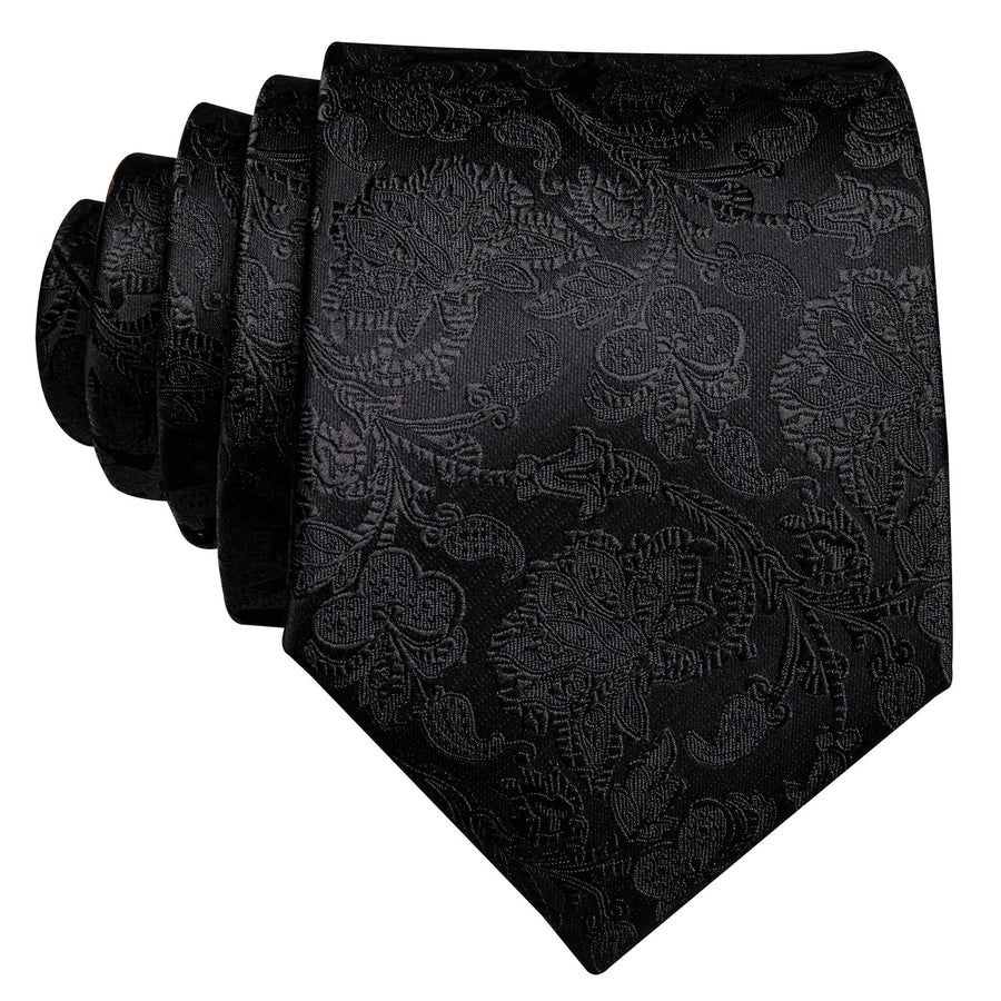 Dark Floral Silk XL Tie, Pocket Square and Cufflinks tie sets    - Sophisticated Gentlemen