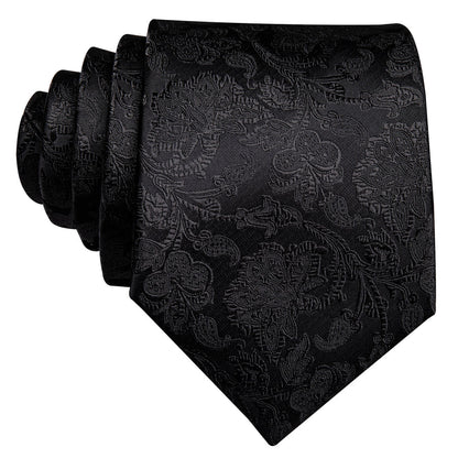 Dark Floral Silk XL Tie, Pocket Square and Cufflinks tie sets    - Sophisticated Gentlemen