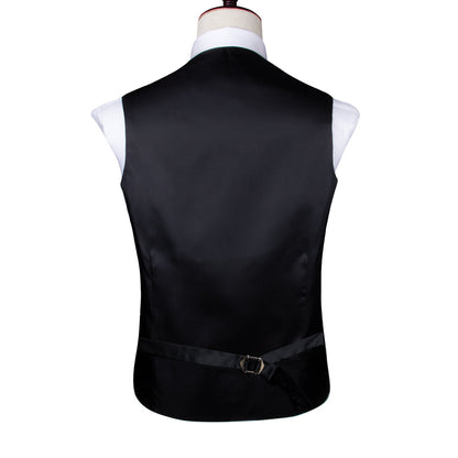 Luxury Black Blue Paisley Jacquard Silk Vest Set vest set    - Sophisticated Gentlemen
