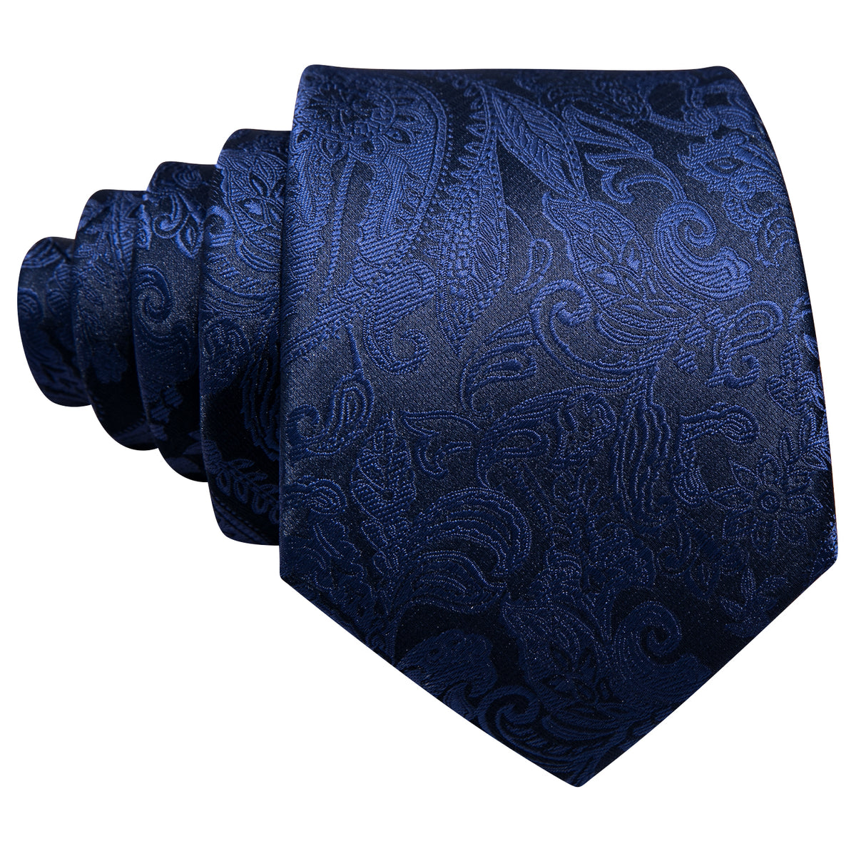 Navy Floral Silk Tie, Pocket Square, and Cufflinks Set tie sets    - Sophisticated Gentlemen