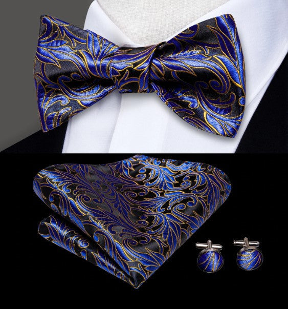 Royal Blue and Yellow Bow Tie Set bow ties    - Sophisticated Gentlemen
