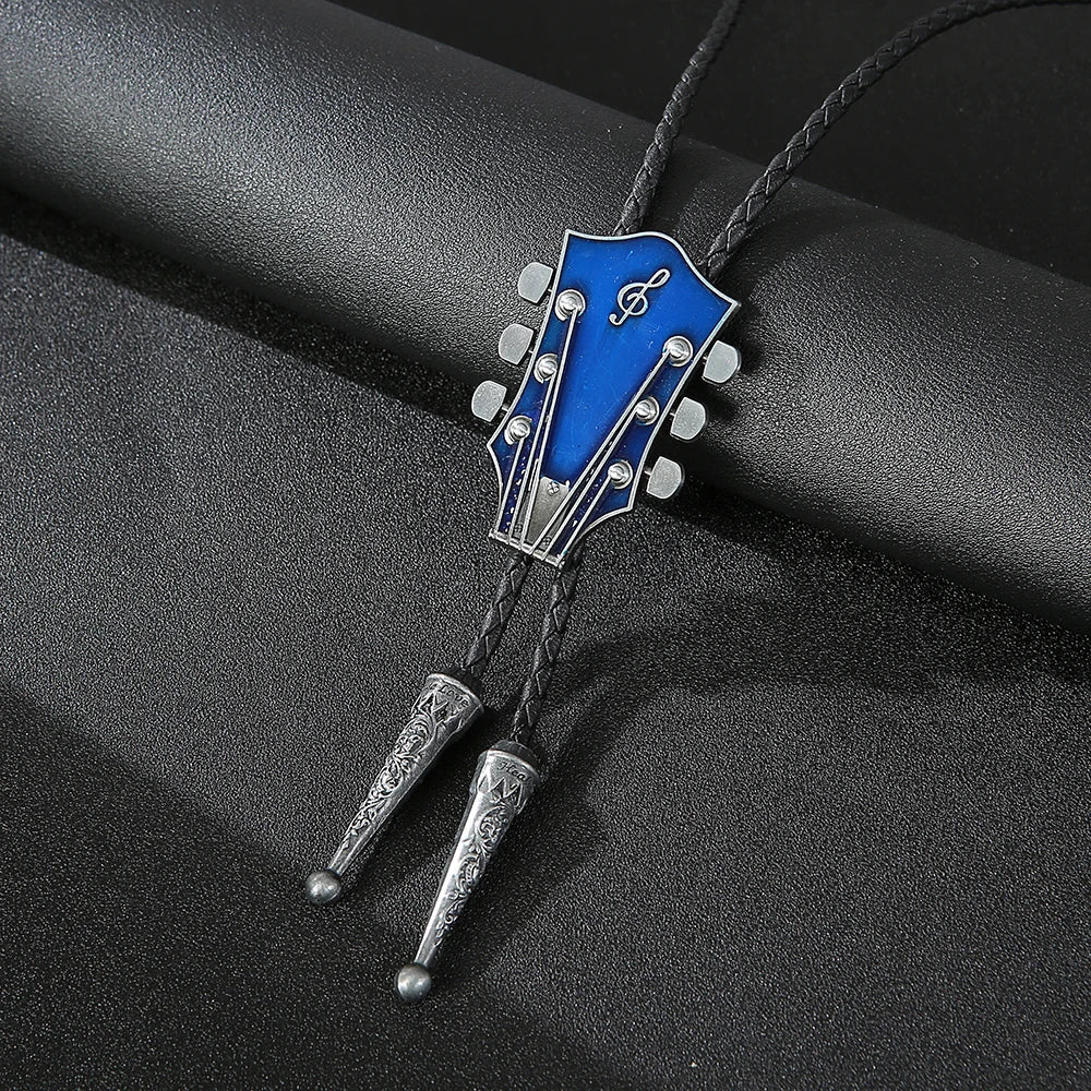 Fashion Guitar Bolo Tie with Musical Flair bolo tie Blue   - Sophisticated Gentlemen
