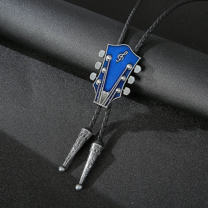 Fashion Guitar Bolo Tie with Musical Flair bolo tie Blue   - Sophisticated Gentlemen