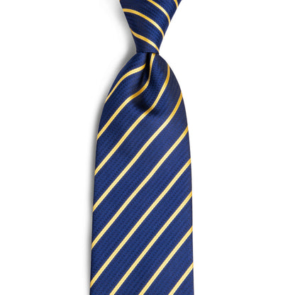 Classic Blue and Gold Striped XL Tie, Pocket Square and Cufflinks tie sets    - Sophisticated Gentlemen