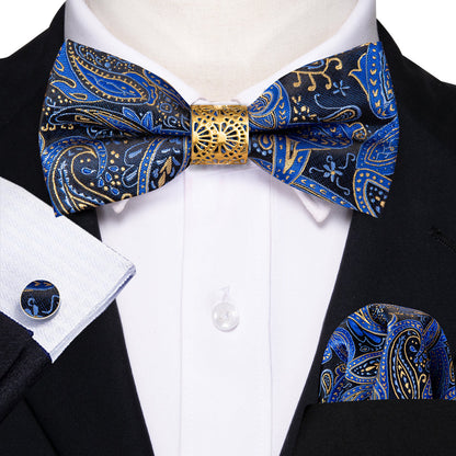 Blue Paisley Bow Tie Set bow ties    - Sophisticated Gentlemen