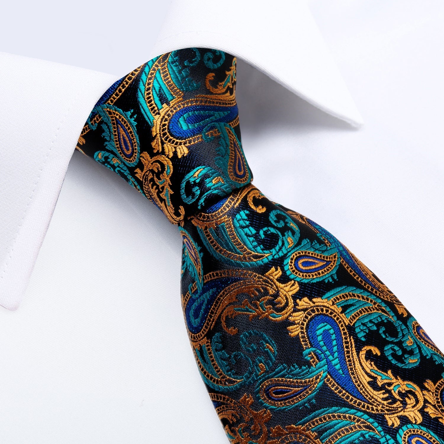 Aquamarine and Gold Luxury Tie Set tie sets    - Sophisticated Gentlemen