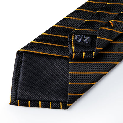 Luxury Gold and Black Striped Tie Set tie sets    - Sophisticated Gentlemen