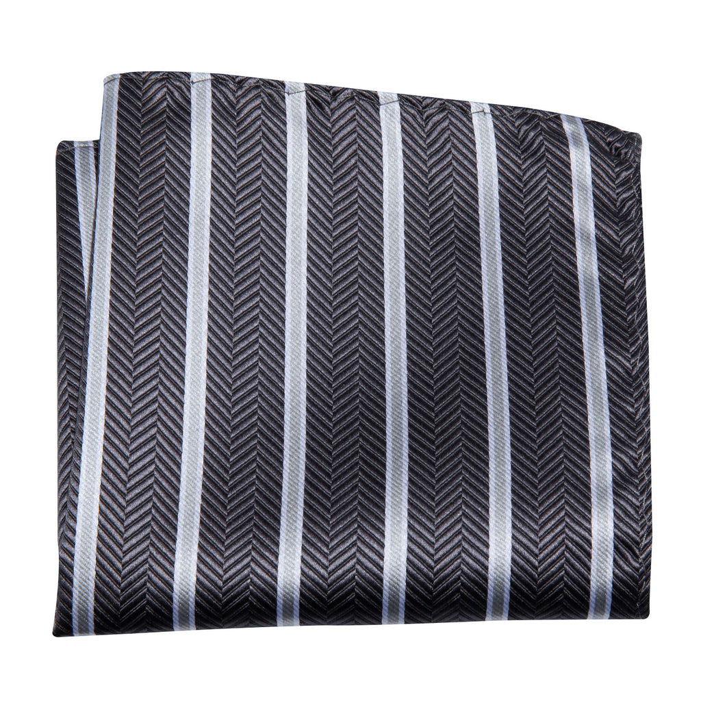 Black White Stripe Bow Tie Set bow ties    - Sophisticated Gentlemen