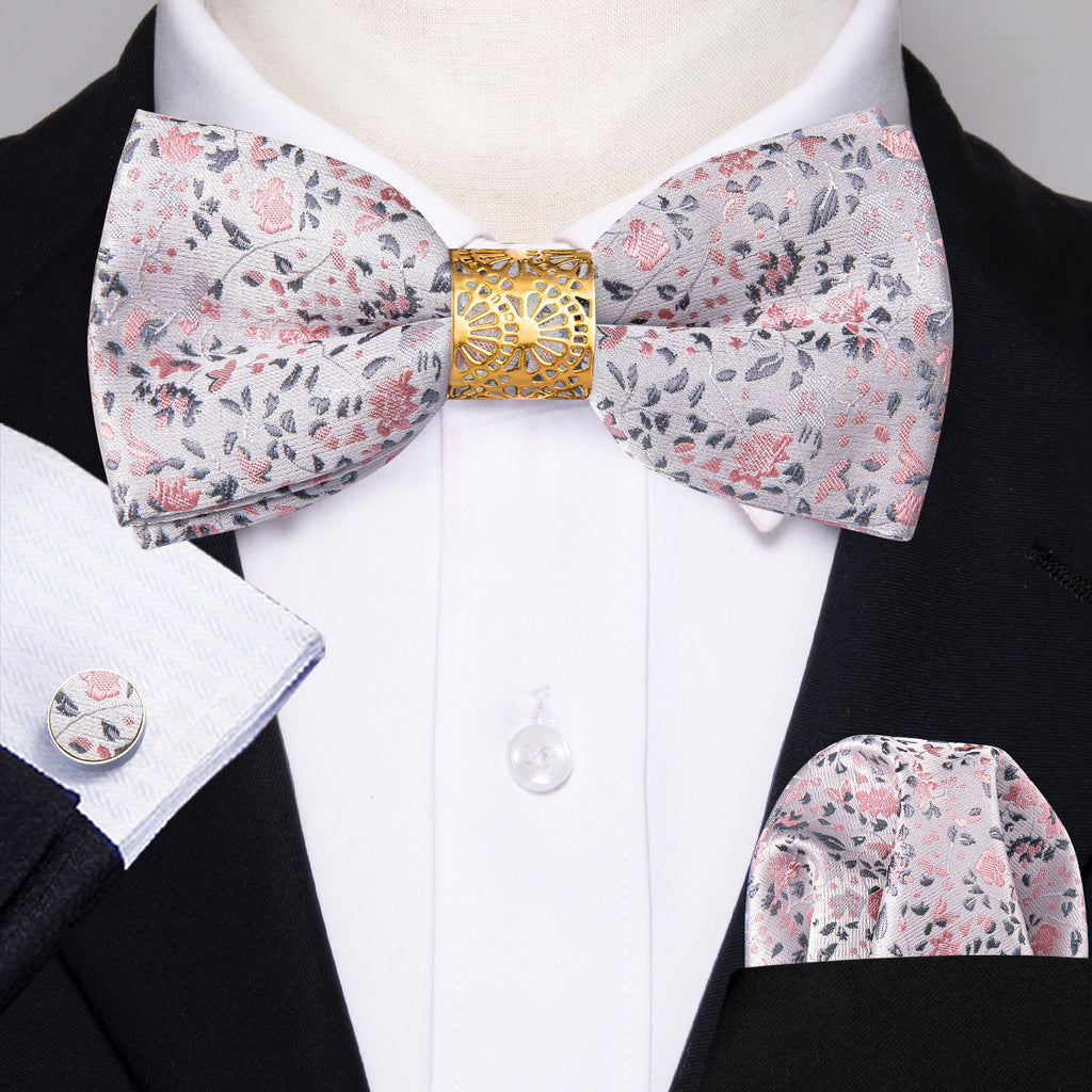 Pink Floral Bow Tie Set bow ties    - Sophisticated Gentlemen