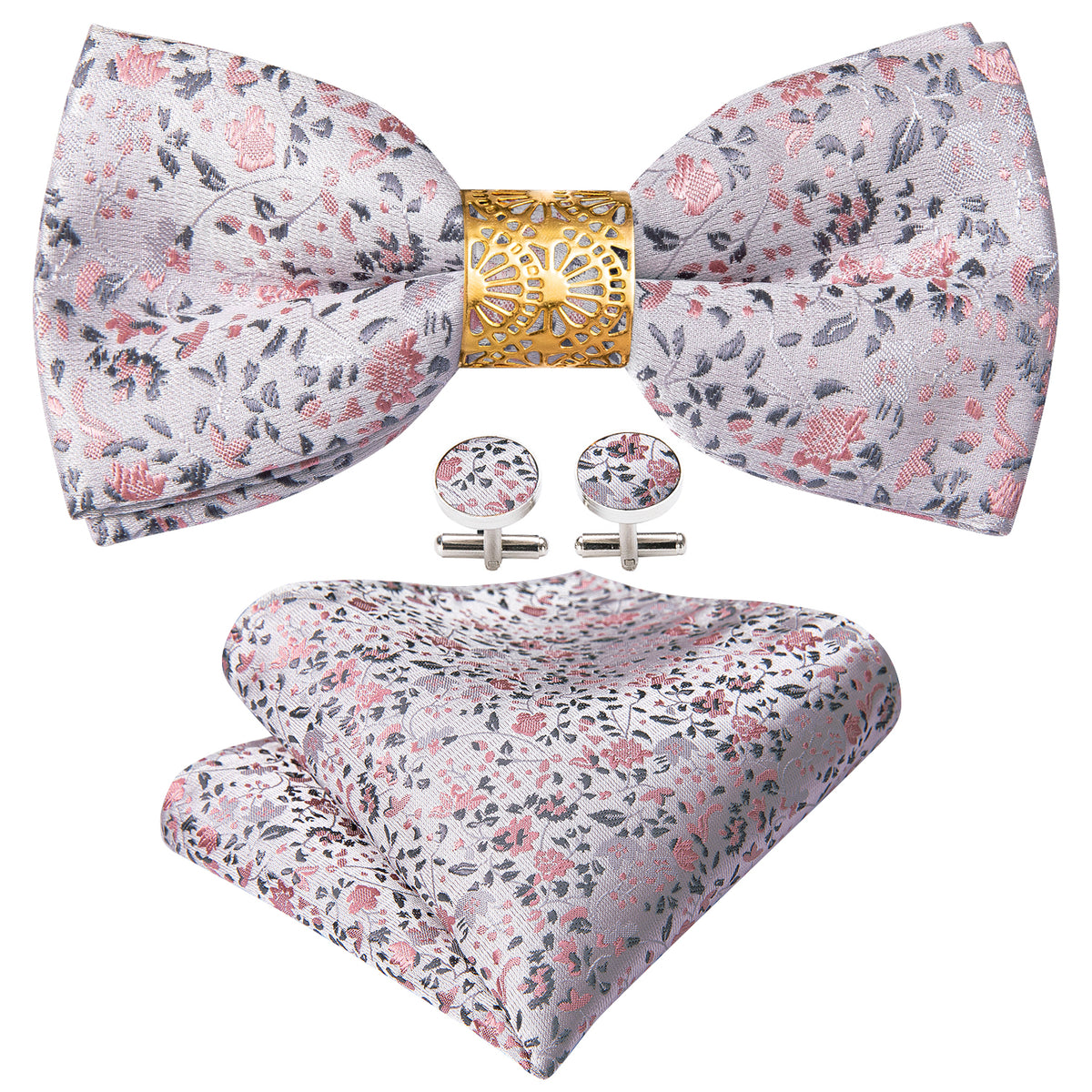 Pink Floral Bow Tie Set bow ties    - Sophisticated Gentlemen