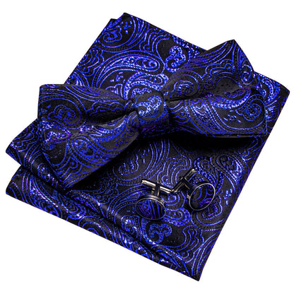 RoyalBlue Paisley Bow Tie Set bow ties    - Sophisticated Gentlemen