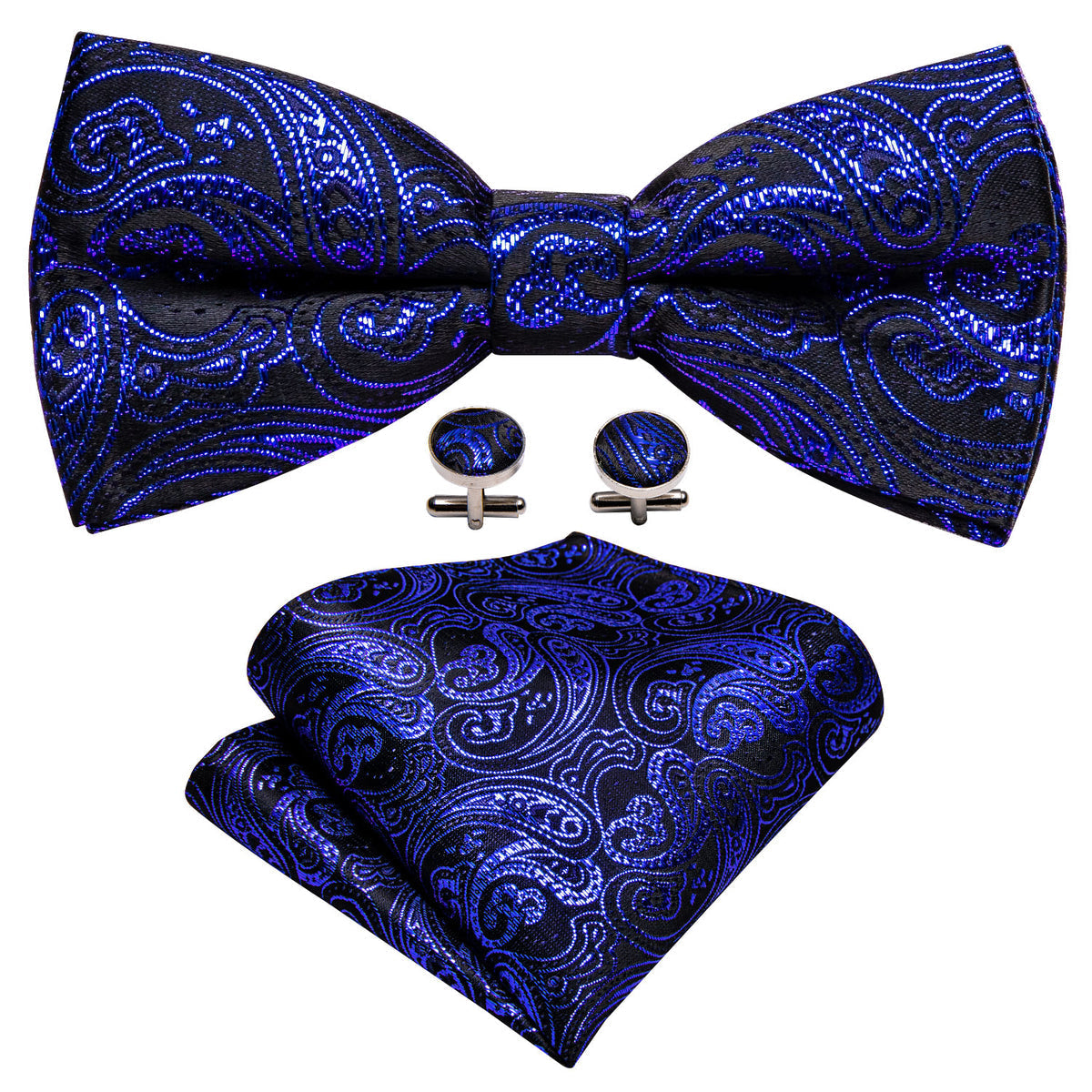 RoyalBlue Paisley Bow Tie Set bow ties    - Sophisticated Gentlemen