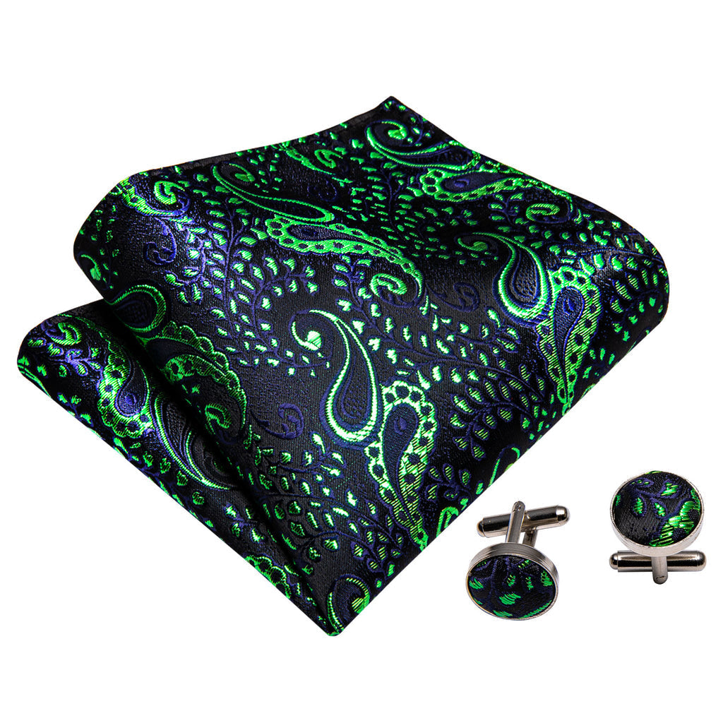 Shining Green Blue Paisley Bow Tie Set bow ties    - Sophisticated Gentlemen