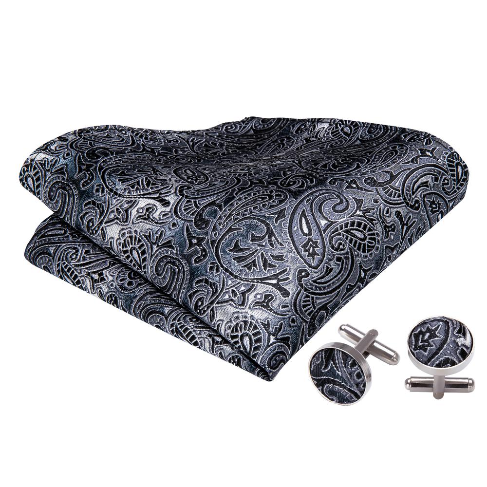 Gray Black Paisley Bow Tie Set bow ties    - Sophisticated Gentlemen