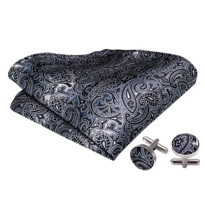 Gray Black Paisley Bow Tie Set bow ties    - Sophisticated Gentlemen