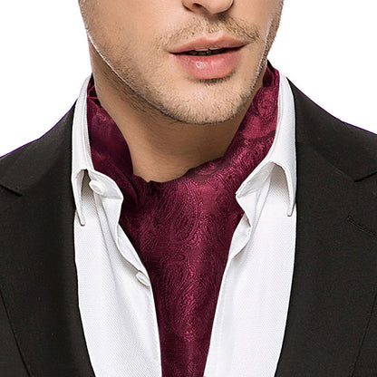 Deep Red Paisley Ascot, Pocket Square and Cufflinks ascot    - Sophisticated Gentlemen