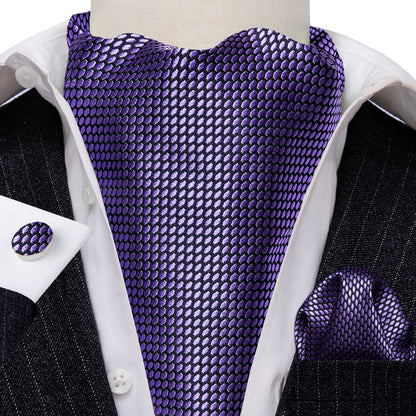 Purple Plaid Ascot, Pocket Square and Cufflinks ascot    - Sophisticated Gentlemen