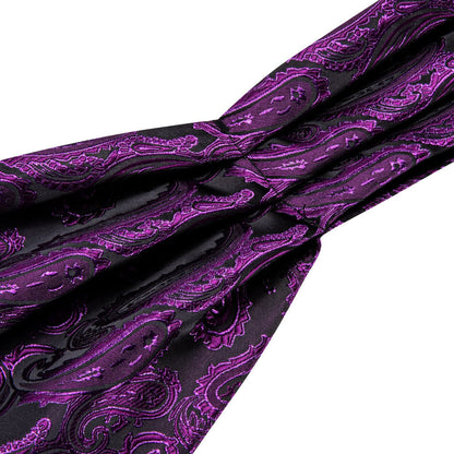 Purple Paisley Ascot, Pocket Square and Cufflinks ascot    - Sophisticated Gentlemen