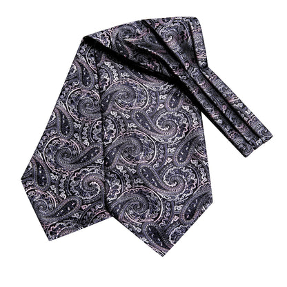 Gray and Pink Paisley 3-Piece Ascot Set Ascot    - Sophisticated Gentlemen