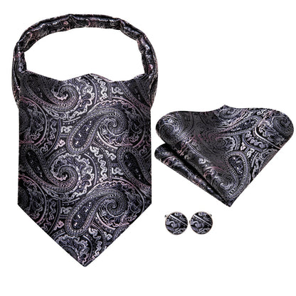 Gray and Pink Paisley 3-Piece Ascot Set Ascot    - Sophisticated Gentlemen