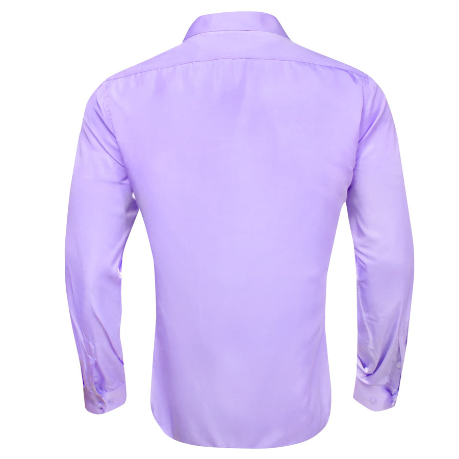 Lavender Purple Solid Splicing Silk Dress Shirt shirt    - Sophisticated Gentlemen