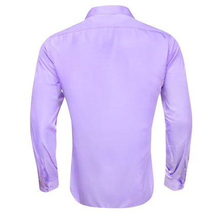 Lavender Purple Solid Splicing Silk Dress Shirt shirt    - Sophisticated Gentlemen
