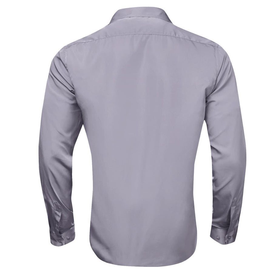 Gray Solid Splicing Paisley Silk Dress Shirt shirt    - Sophisticated Gentlemen