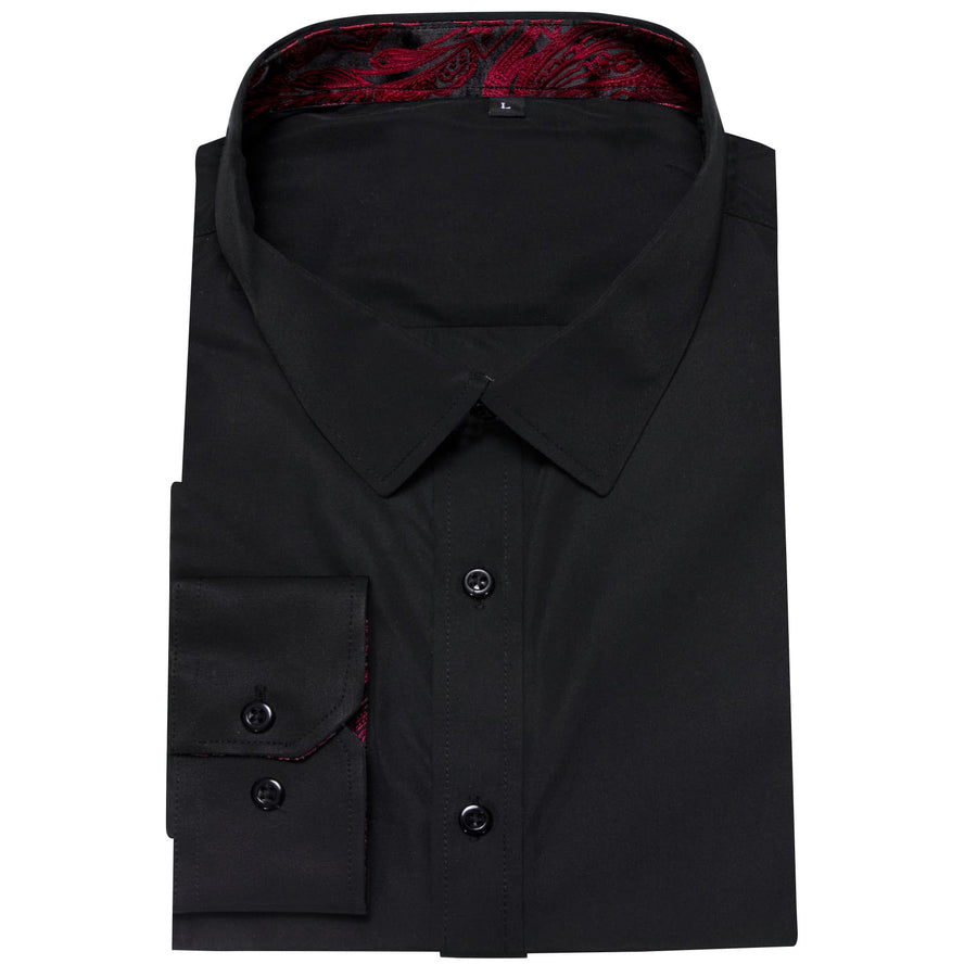 Black Solid Splicing Paisley Dress Shirt shirt    - Sophisticated Gentlemen