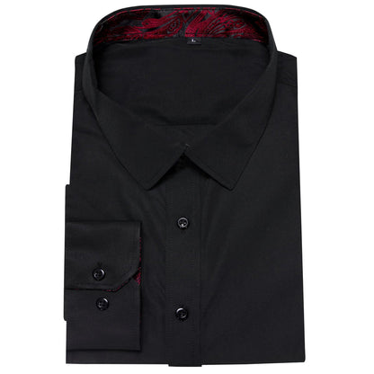 Black Solid Splicing Paisley Dress Shirt shirt    - Sophisticated Gentlemen