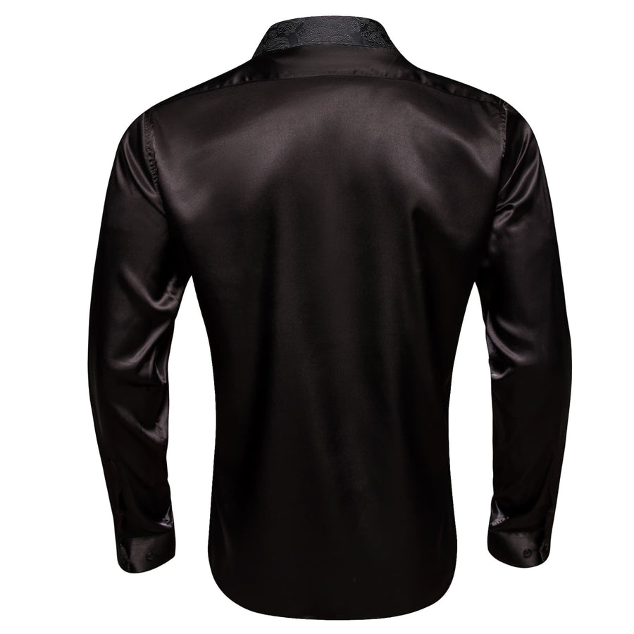 Black Solid Splicing Paisley Dress Shirt shirt    - Sophisticated Gentlemen