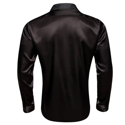 Black Solid Splicing Paisley Dress Shirt shirt    - Sophisticated Gentlemen