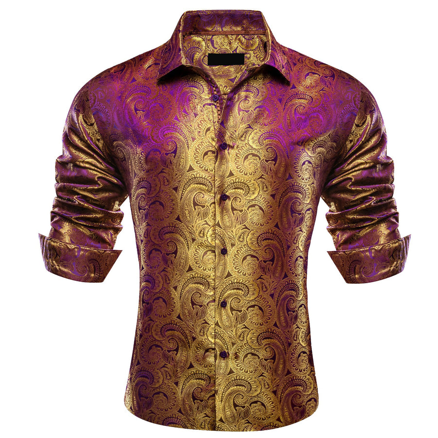 Tortilla Brown Paisley Silk Dress Shirt shirt    - Sophisticated Gentlemen