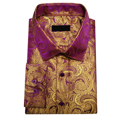 Tortilla Brown Paisley Silk Dress Shirt shirt    - Sophisticated Gentlemen