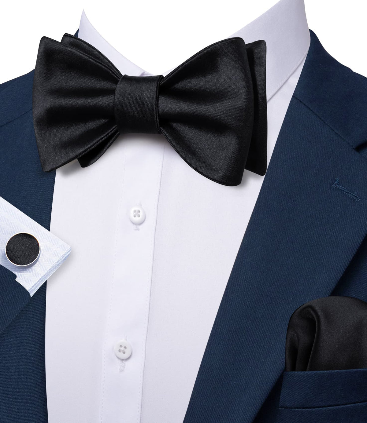 Black Solid Bow Tie Set bow ties    - Sophisticated Gentlemen