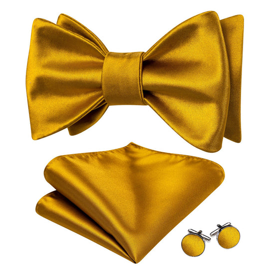 Gold Solid Bow Tie Set bow ties    - Sophisticated Gentlemen