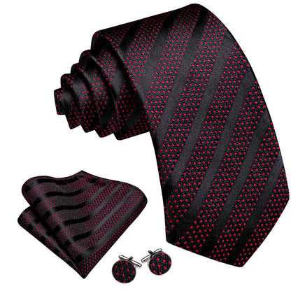 Black Red Polka Dots Tie, Pocket Square and Cufflinks Set tie sets    - Sophisticated Gentlemen