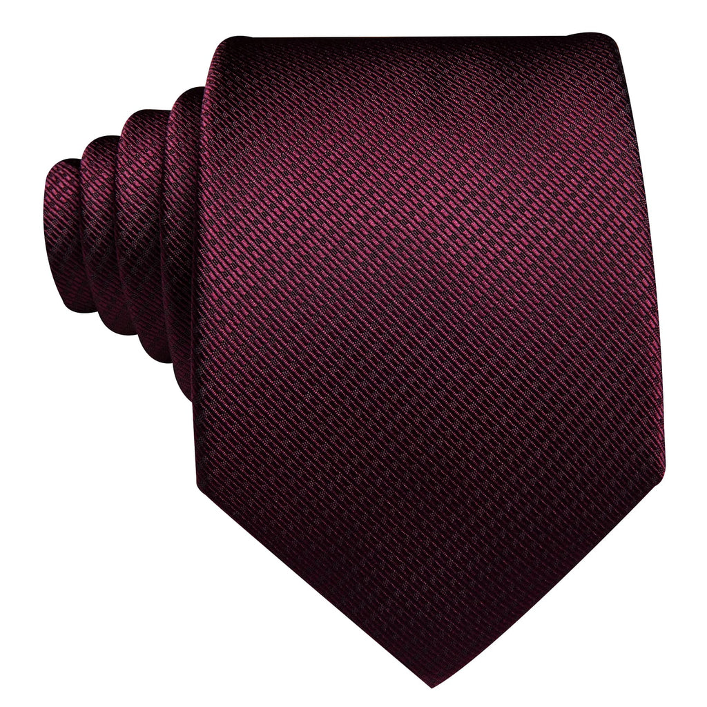 Dark Red Geometric Jacquard Tie, Pocket Square, and Cufflinks Set tie sets    - Sophisticated Gentlemen