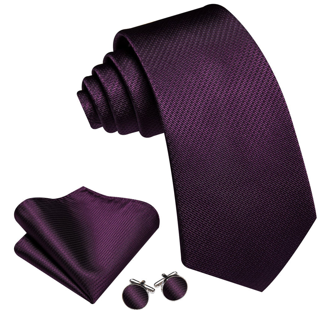 Deep Purple Geometric Tie, Pocket Square, and Cufflinks Set tie sets    - Sophisticated Gentlemen