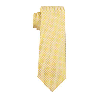 Yellow Plaid Silk XL Tie, Pocket Square and Cufflinks tie sets    - Sophisticated Gentlemen