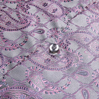 Silver Pink Paisley Silk Dress Shirt shirt    - Sophisticated Gentlemen