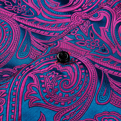 Purple and Blue Paisley Silk Dress Shirt shirt    - Sophisticated Gentlemen